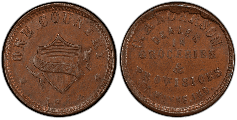 (1864) Copper Civil War Store Card F-290A-1a, C. Anderson IN