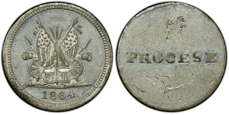 (1864) Civil War Patriotic Token F-349/477e, Procese
