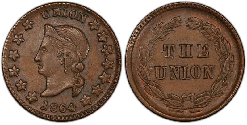 (1864) Copper Civil War Patriotic Token F-35/265a, The Union