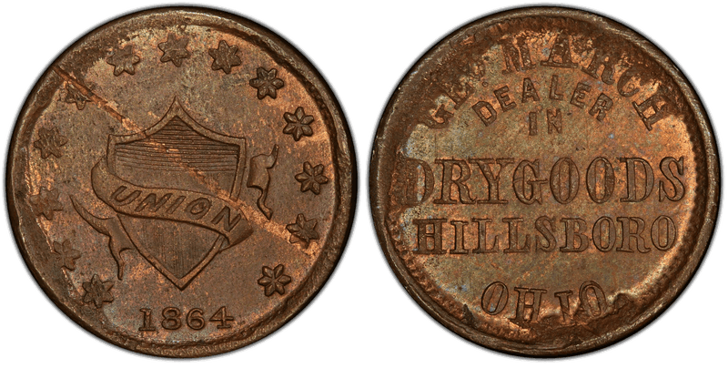 (1864) Copper Civil War Store Card F-400E-2a, Geo. March