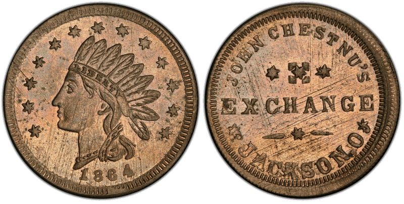 (1864) Copper-Nickel Civil War Store Card F-415A-2d, John Chestnu's OH