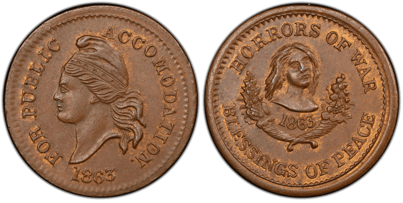 (1864) Civil War Patriotic Token F-42/336d, Our Navy