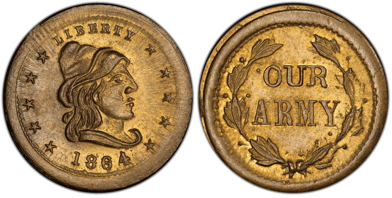 (1864) Brass Civil War Patriotic Token F-46/335b, Liberty-Our Army