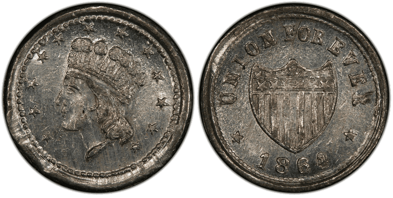 (1864) Civil War Patriotic Token F-49/343e, Union For Ever