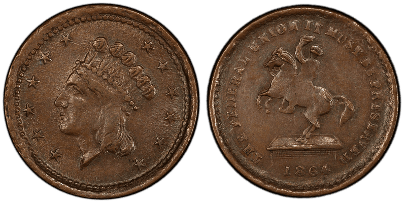 (1864) Copper Civil War Patriotic Token F-53/179a, The Federal Union