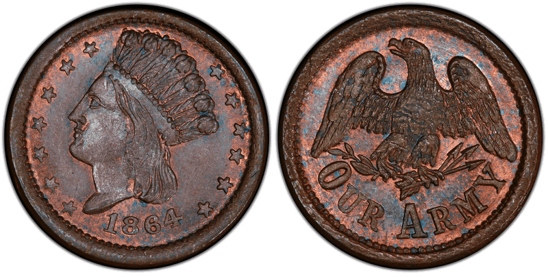 (1864) Copper Civil War Patriotic Token F-56/161a, Our Army