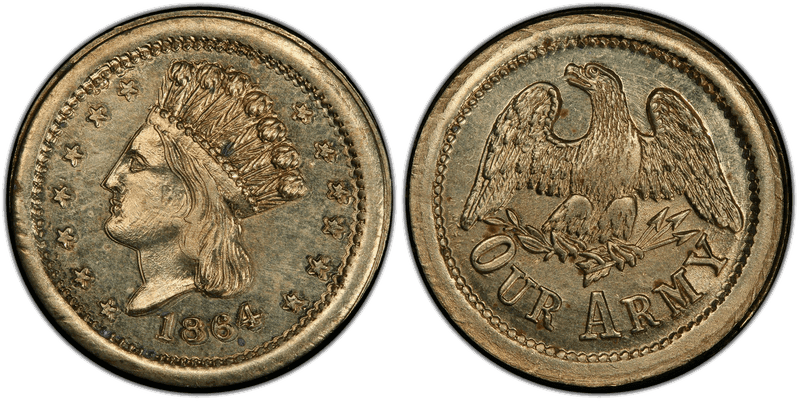 (1864) German-Silver Civil War Patriotic Token F-56/161j, Our Army