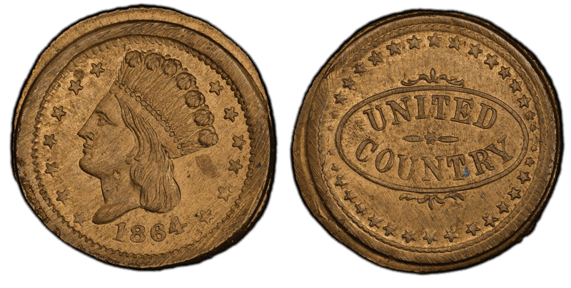 (1864) Copper-Nickel Civil War Patriotic Token F-56/436d, United Country