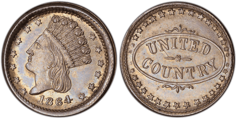 (1864) Civil War Patriotic Token F-56/436f, United Country