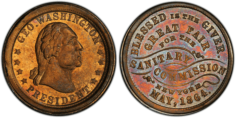 (1864) Brass Civil War Store Card F-630BJ-1b, Sanitary Commission NY