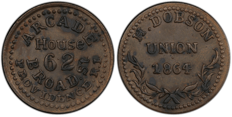 (1864) Copper Civil War Store Card F-700A-4a, H. Dobson RI
