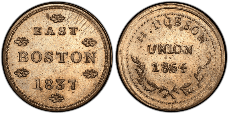 (1864) Copper-Nickel Civil War Store Card F-700D-2d, H. Dobson RI