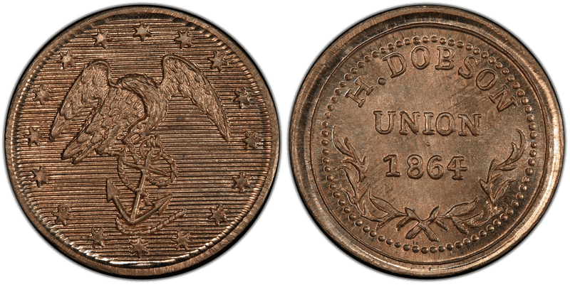 (1864) Copper-Nickel Civil War Store Card F-700D-5d, H. Dobson RI
