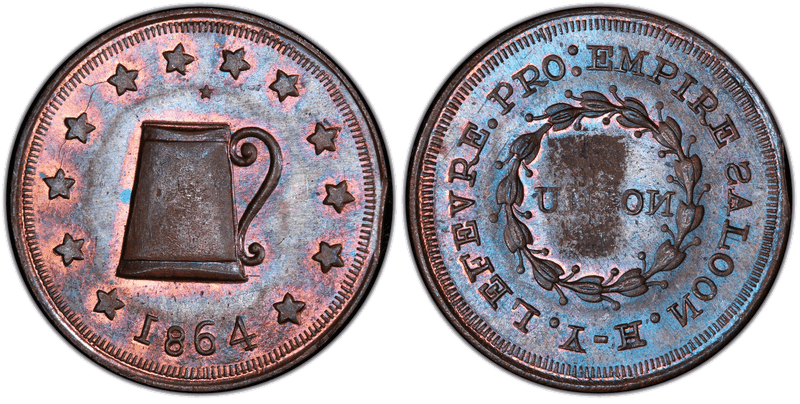 (1864) Copper Civil War Store Card F-700F-1a, H.Y. LeFevre RI