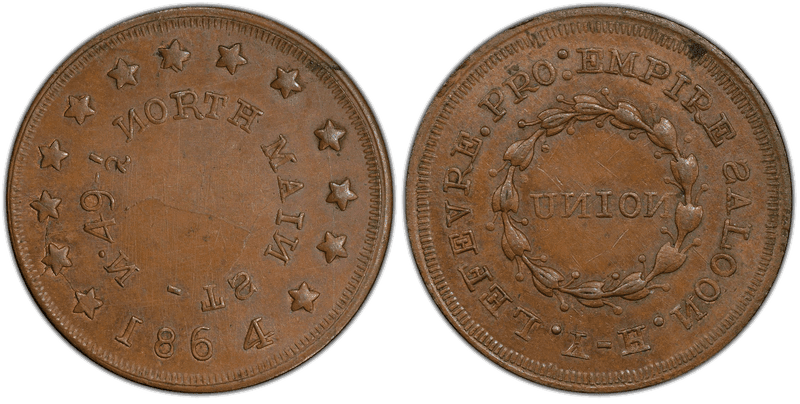 (1864) Copper Civil War Store Card F-700F-2a, H.Y. LeFevre RI