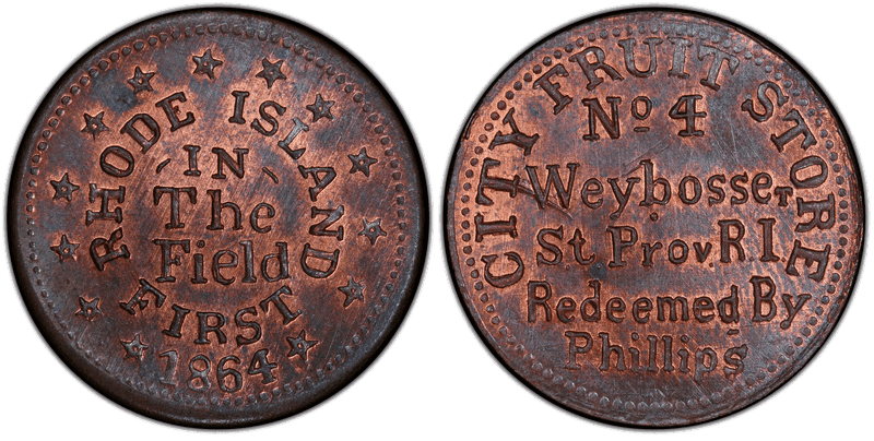 (1864) Copper Civil War Store Card F-700G-4a, Weybosse RI
