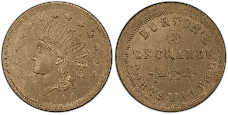 (1864) Copper-Nickel Civil War Store Card F-745A-1d, Burton's OH