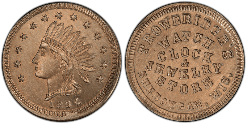 (1864) Copper-Nickel Civil War Store Card F-790A-1d, Trowbridge's WI