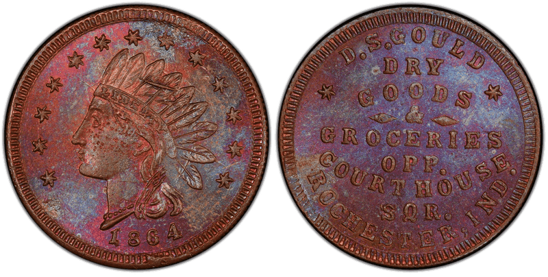 (1864) Civil War Store Card F-810A-2a, D. S. Gould IN