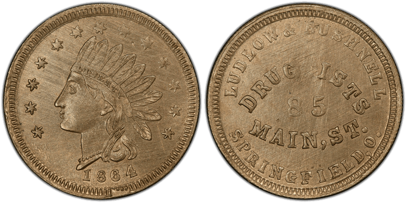 (1864) Copper-Nickel Civil War Store Card F-830D-7d, Ludlow & Bushnell OH