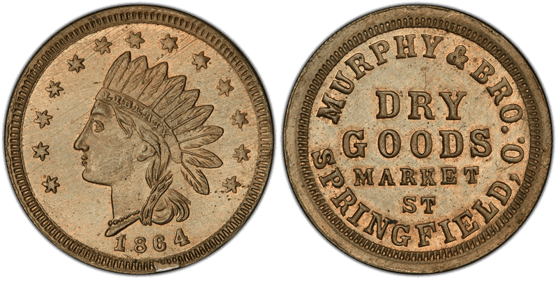 (1864) Copper-Nickel Civil War Store Card F-830F-4d, Murphy & Bro. OH