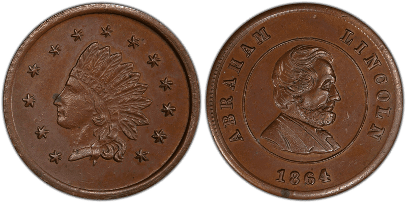 (1864) Copper Civil War Store Card F-96A/131Aa, Abraham Lincoln