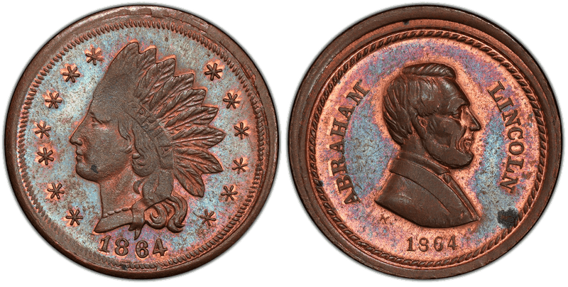 (1864) Copper Civil War Patriotic Token F-96/129a, Abraham Lincoln