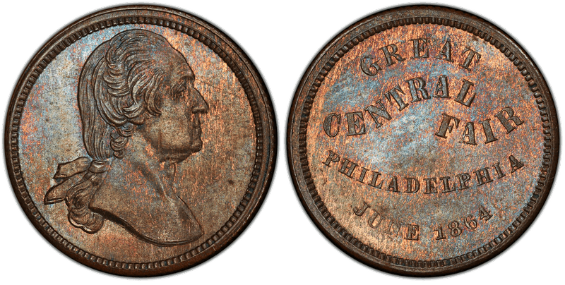 (1864) Copper Civil War Store Card F-750L-1a, GW-672, Great Central Fair PA