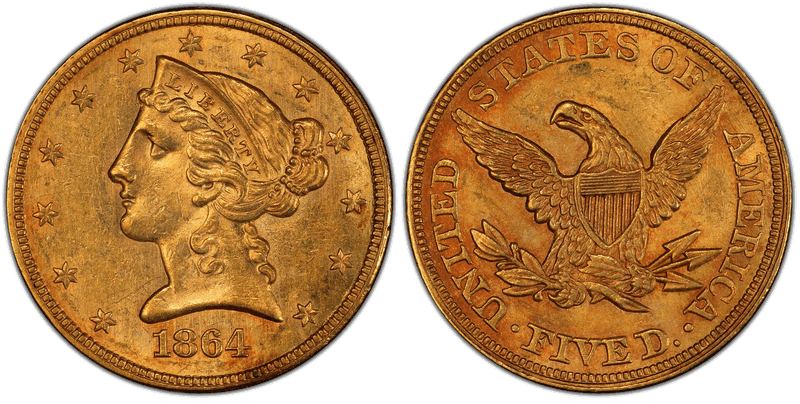 1864 Liberty Head Half Eagle