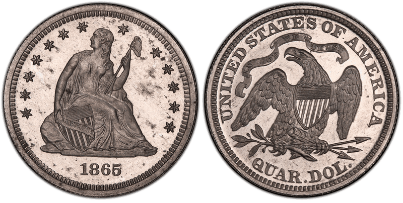 1865 Proof Quarter Pattern - J-427