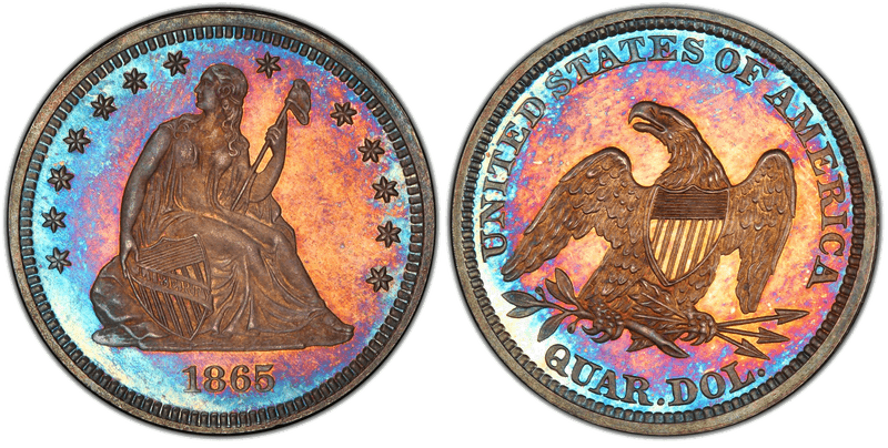 1865 Seated Liberty Quarter