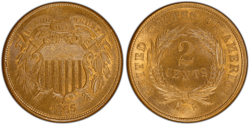 1865 Two Cent Piece - Fancy 5