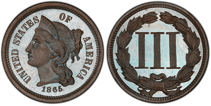 1865 Proof Three Cent Pattern - J-411