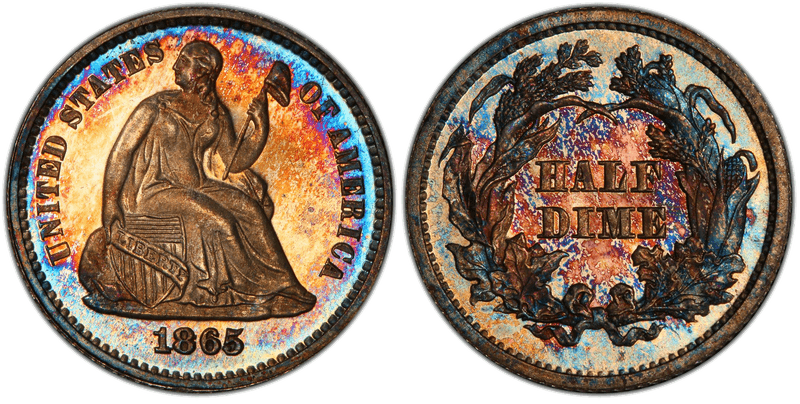 1865 Seated Liberty Half Dime
