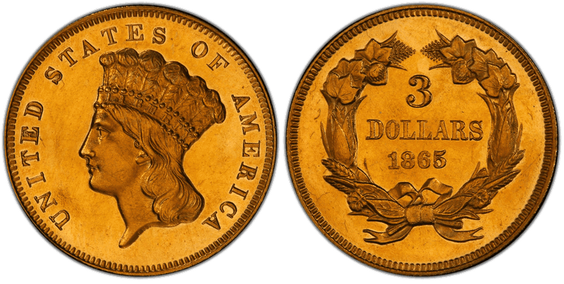 1865 Indian Princess Three Dollar