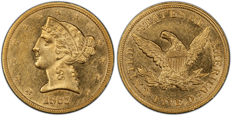 1865 Liberty Head Half Eagle