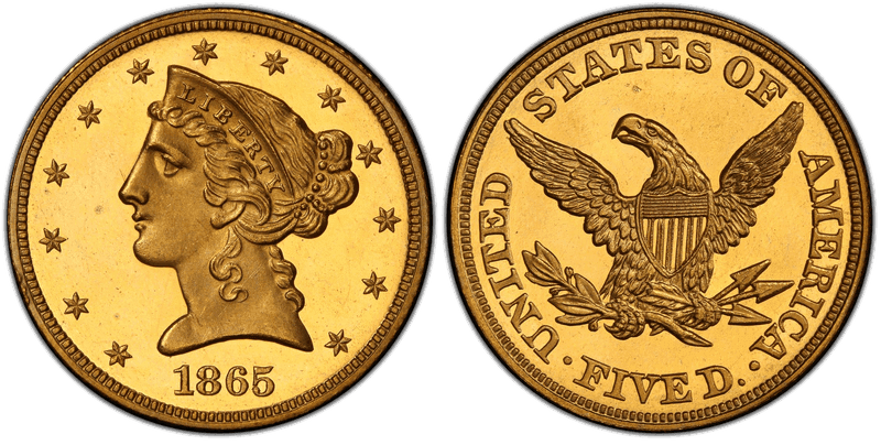 1865 Proof Liberty Head Half Eagle
