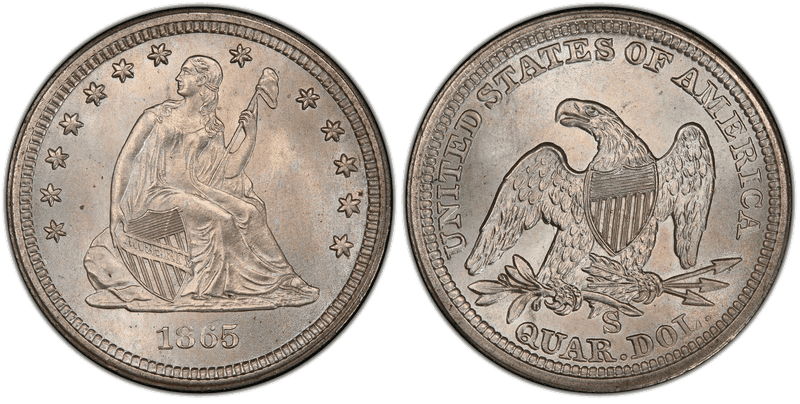 1865 (S) Seated Liberty Quarter