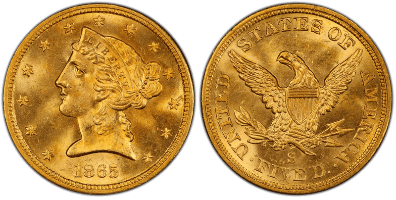 1865 (S) Liberty Head Half Eagle