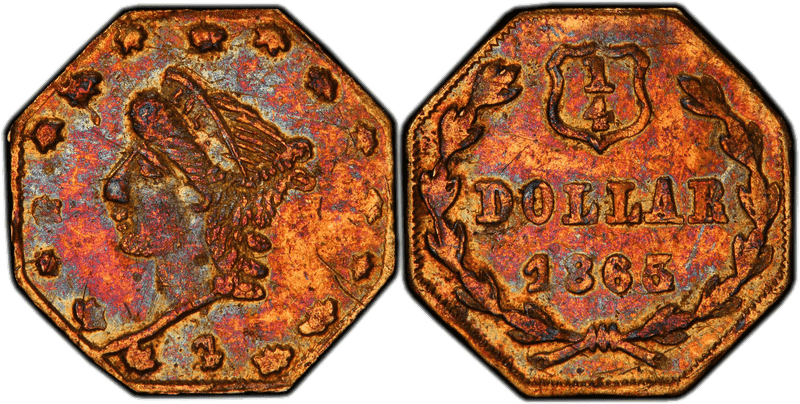 1865/4 Gold Quarter - BG-736