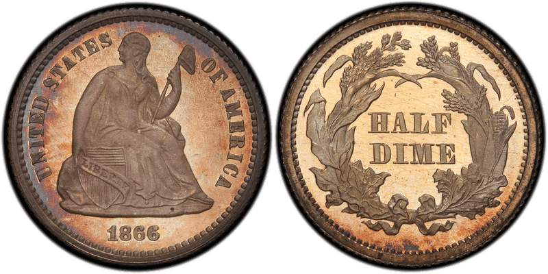1866 Seated Liberty Half Dime