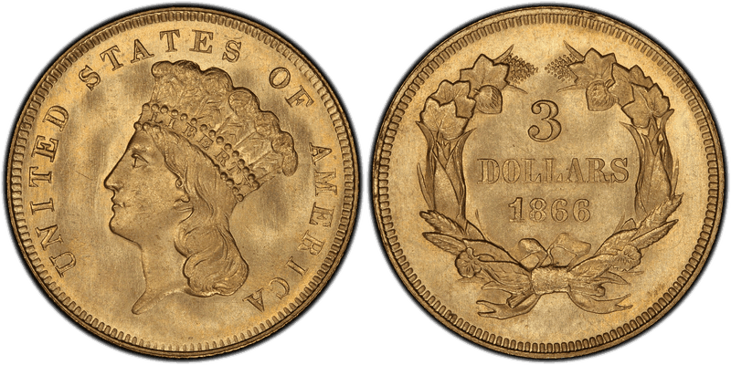 1866 Indian Princess Three Dollar