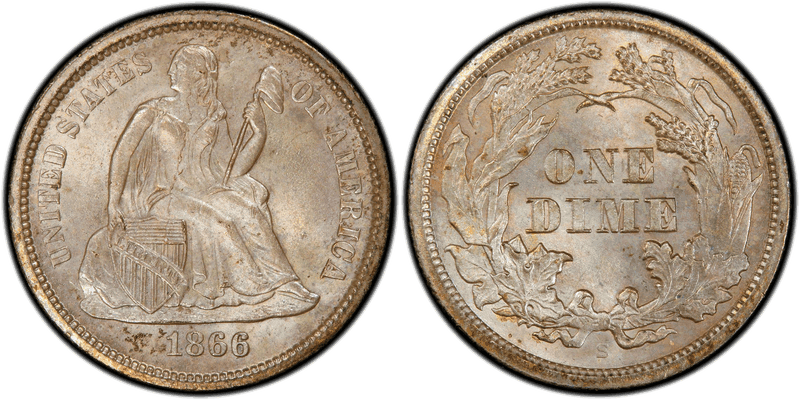 1866 (S) Seated Liberty Dime