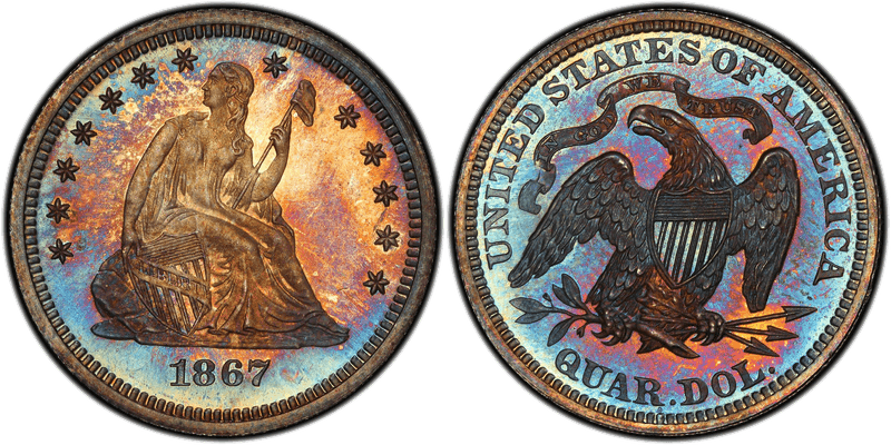 1867 Seated Liberty Quarter