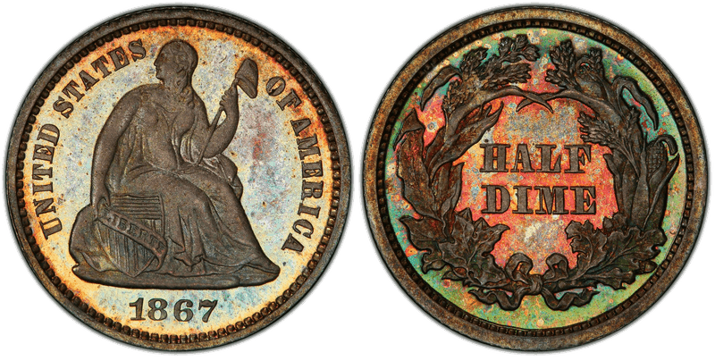 1867 Seated Liberty Half Dime