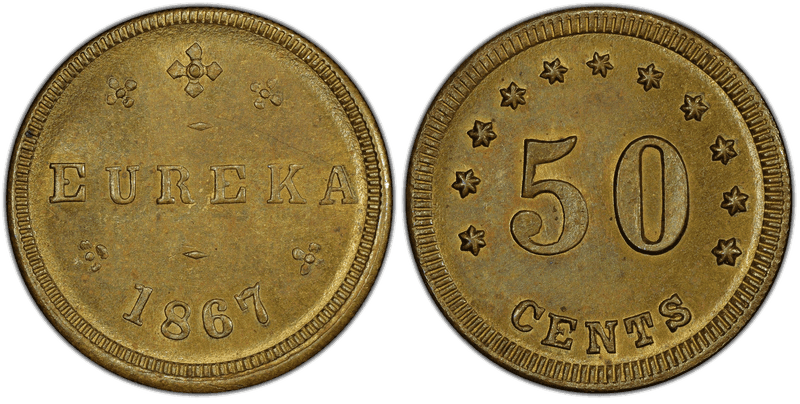 (1867) Brass Civil War Store Card F-NC-LU-Cb, Rulau MV-603 Eureka