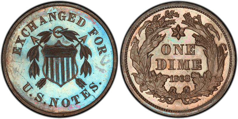 1868 Proof Dime Pattern - J-645