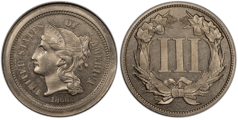 1868 Proof Three Cent Pattern - J-615, Thick