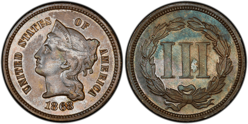 1868 Proof Three Cent Pattern - J-619