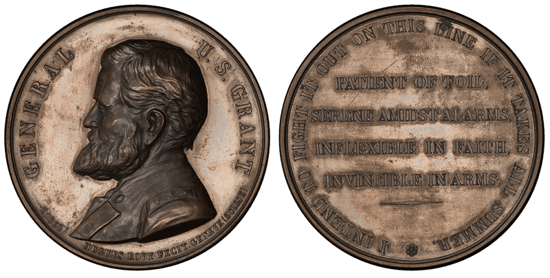 1868 Medal DeWitt USG 1868-2 Bronze 60mm Grant by Bovy Campaign